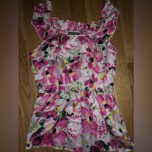 Maude Floral Peplum Sleeveless Blouse Size M